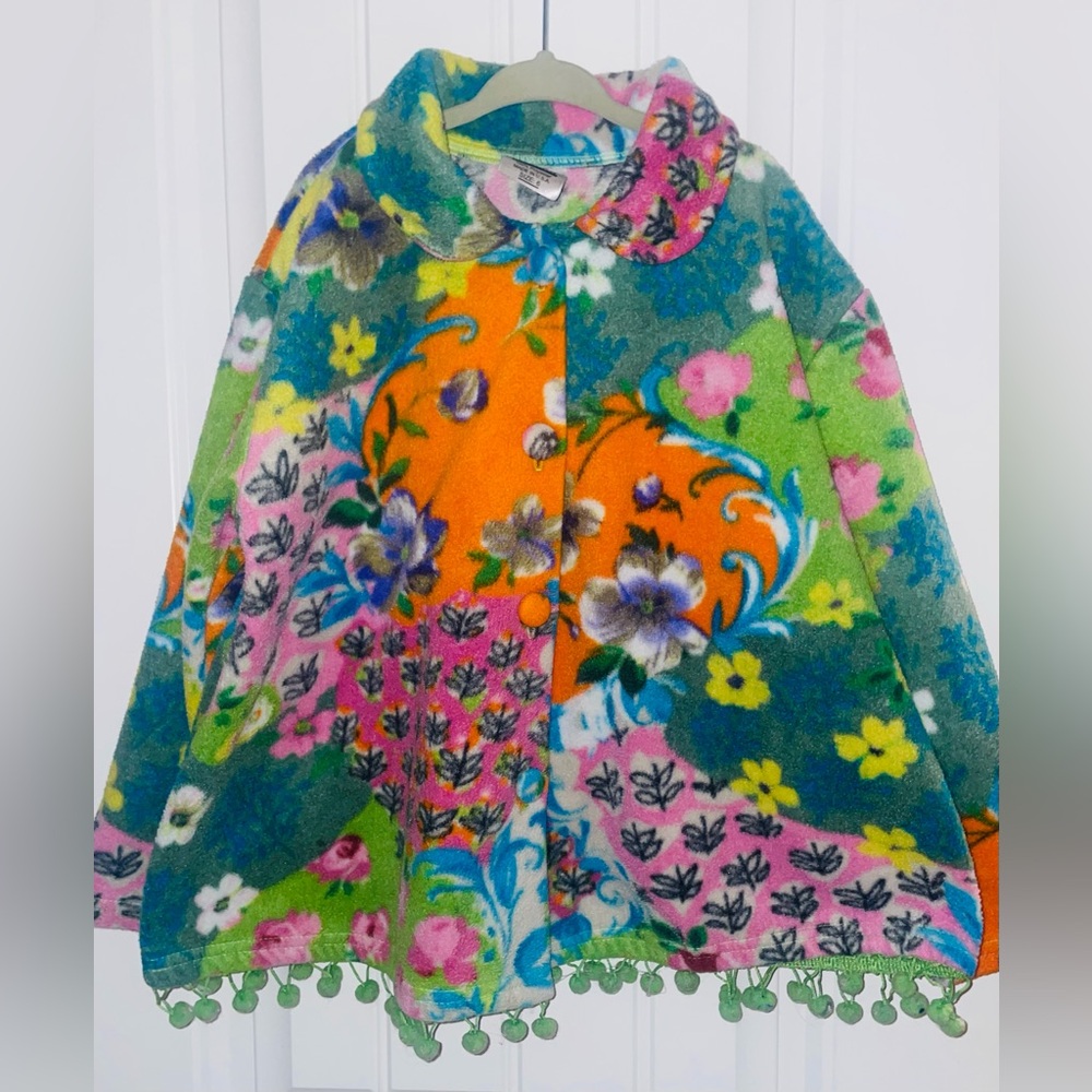 Mulberry Bush Girls Boho Floral Fringe Jacket Size 6 Colorful Boutique Cardigan - Picture 2 of 5
